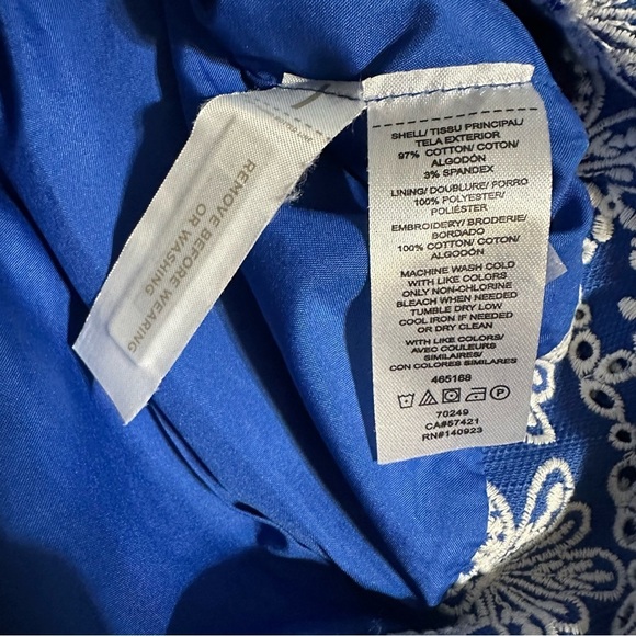 Loft Eyelet Embroidered Skirt Blue and White Embroidered Size 4 - Picture 4 of 4